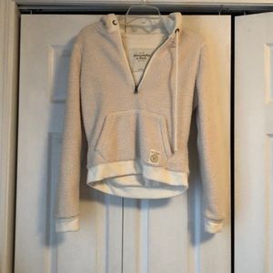 Cream fuzzy A&F hoodie